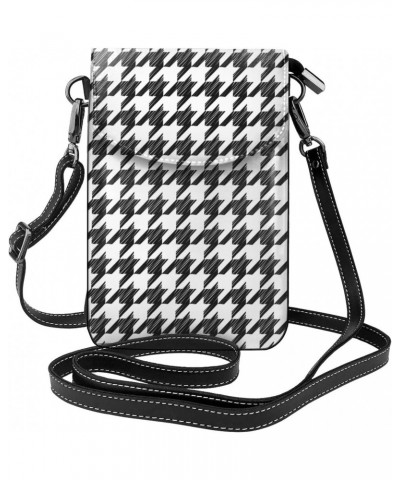 Houndstooth Pattern Small Flip Crossbody Bag Cell Phone Pouch for Women Wallet Bag Coin Purse $18.69 Crossbody Bags