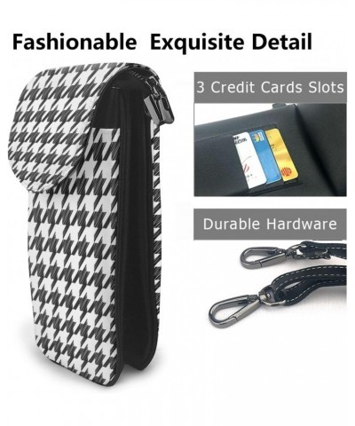 Houndstooth Pattern Small Flip Crossbody Bag Cell Phone Pouch for Women Wallet Bag Coin Purse $18.69 Crossbody Bags