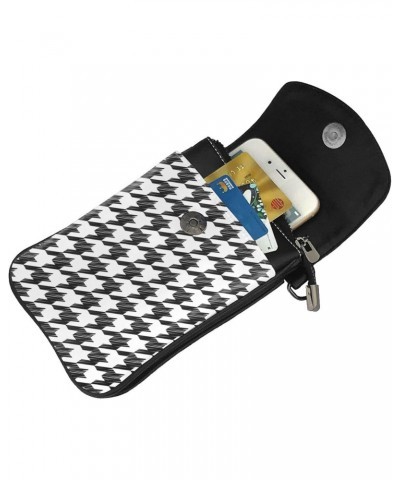 Houndstooth Pattern Small Flip Crossbody Bag Cell Phone Pouch for Women Wallet Bag Coin Purse $18.69 Crossbody Bags