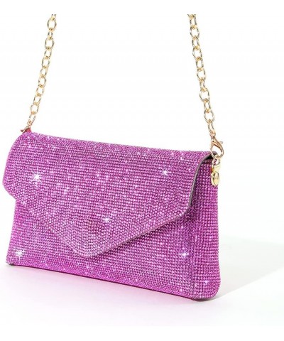 Evening Bag Rhinestone Glitter Handbags PU Ladies Chain Crossbody Bags Rhinestone Wedding Bag Shoulder Bag Rose Red $13.92 Ev...