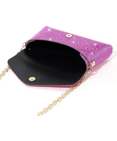 Evening Bag Rhinestone Glitter Handbags PU Ladies Chain Crossbody Bags Rhinestone Wedding Bag Shoulder Bag Rose Red $13.92 Ev...