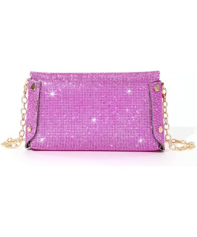 Evening Bag Rhinestone Glitter Handbags PU Ladies Chain Crossbody Bags Rhinestone Wedding Bag Shoulder Bag Rose Red $13.92 Ev...