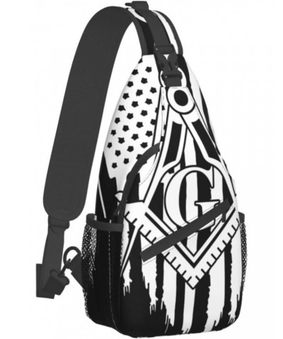 Sling Bag Usa Flag Freemason Masonic Masons Sling Backpack Crossbody Chest Bag Daypack For Hiking Travel $15.95 Backpacks