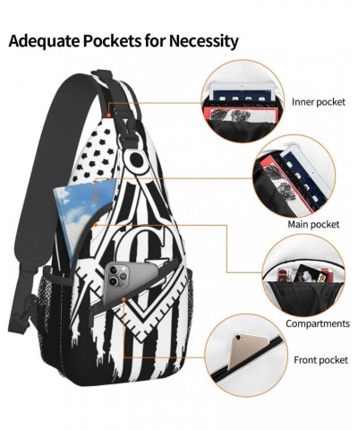 Sling Bag Usa Flag Freemason Masonic Masons Sling Backpack Crossbody Chest Bag Daypack For Hiking Travel $15.95 Backpacks