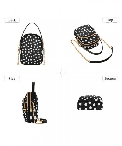 Cute Owl on Tree Quilted Shoulder Handbag Crossbody Phone Case Black Polka Dots $15.38 Shoulder Bags