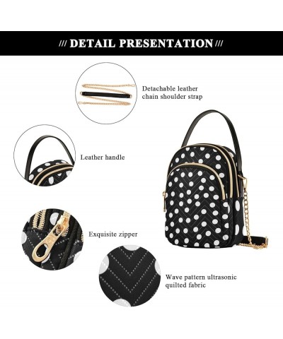 Cute Owl on Tree Quilted Shoulder Handbag Crossbody Phone Case Black Polka Dots $15.38 Shoulder Bags