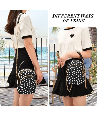 Cute Owl on Tree Quilted Shoulder Handbag Crossbody Phone Case Black Polka Dots $15.38 Shoulder Bags