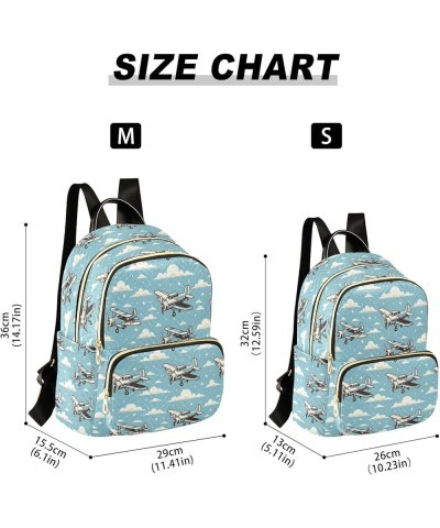 Retro Blue Airplane Fashion Backpack Purse for Women, Casual Daypacks, Ladies Gift for Traveling Hiking Multicolor Medium $15...