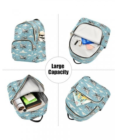 Retro Blue Airplane Fashion Backpack Purse for Women, Casual Daypacks, Ladies Gift for Traveling Hiking Multicolor Medium $15...