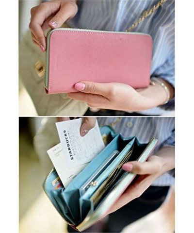 Genuine Leather Long Zipper Wallets for Women Purse Clutch Handbag (Orange) Hot Pink $12.71 Clutches