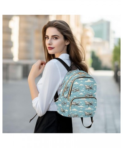 Retro Blue Airplane Fashion Backpack Purse for Women, Casual Daypacks, Ladies Gift for Traveling Hiking Multicolor Medium $15...