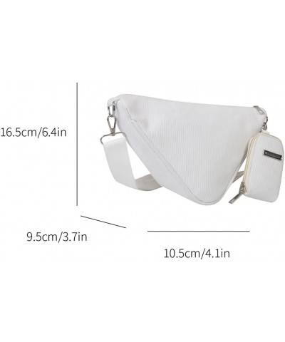 Fashion Ladies Bag Solid Color Triangle Messenger Bag Soft Cloth Casual Zipper for Travel Vacation Daily with Purse White $8....