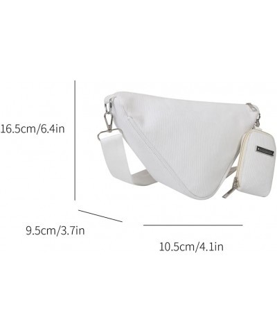 Fashion Ladies Bag Solid Color Triangle Messenger Bag Soft Cloth Casual Zipper for Travel Vacation Daily with Purse White $8....