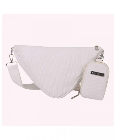 Fashion Ladies Bag Solid Color Triangle Messenger Bag Soft Cloth Casual Zipper for Travel Vacation Daily with Purse White $8....