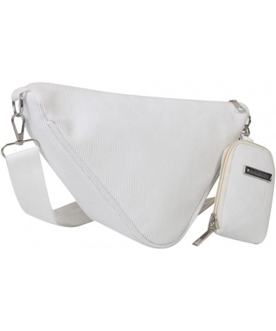 Fashion Ladies Bag Solid Color Triangle Messenger Bag Soft Cloth Casual Zipper for Travel Vacation Daily with Purse White $8....