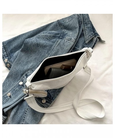 Fashion Ladies Bag Solid Color Triangle Messenger Bag Soft Cloth Casual Zipper for Travel Vacation Daily with Purse White $8....