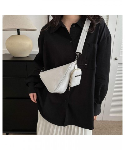 Fashion Ladies Bag Solid Color Triangle Messenger Bag Soft Cloth Casual Zipper for Travel Vacation Daily with Purse White $8....