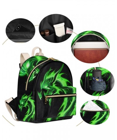 Green Dragon Backpack Purse for Women PU Leather Lightweight Ladies Shoulder Fashion Satchel Bags Travel Casual Daypack $22.7...