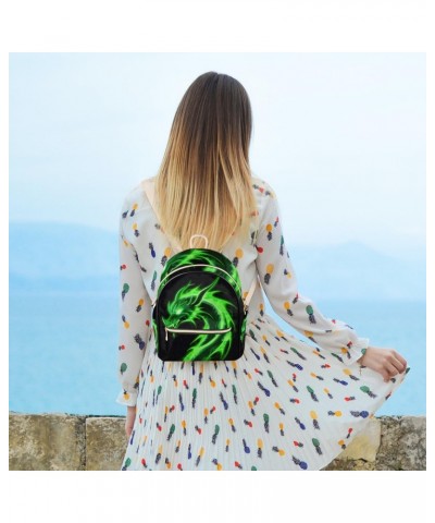 Green Dragon Backpack Purse for Women PU Leather Lightweight Ladies Shoulder Fashion Satchel Bags Travel Casual Daypack $22.7...