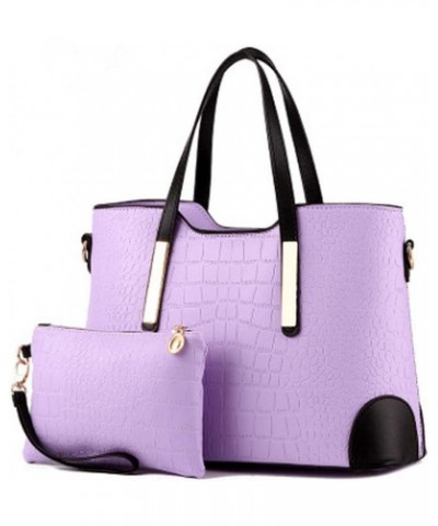 Women's Mix Color Crocodile Pattern PU Leather OL Crossbody Shoulder Bag Handbag Taro Purple $38.21 Shoulder Bags