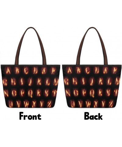 Fire Burning Letters Large Tote Bag For Women Shoulder Handbags with Zippper Top Handle Satchel Bags for Shopping Travel Gym ...