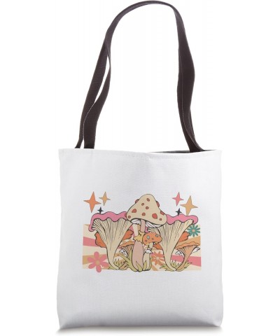 Retro Trippy Mushroom Hippie Cottagecore Botanical Daisy Tote Bag $8.61 Totes