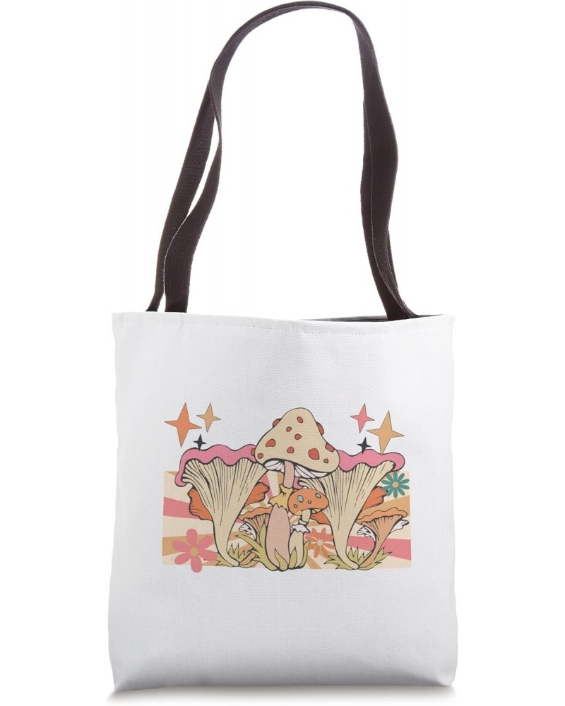 Retro Trippy Mushroom Hippie Cottagecore Botanical Daisy Tote Bag $8.61 Totes