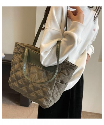 Puffer Tote Bag for Women Quilted Hobo Shoulder Bag Large Retro Tote Handbag Satchel Purse Green $24.92 Totes