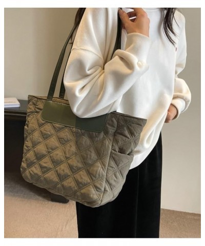 Puffer Tote Bag for Women Quilted Hobo Shoulder Bag Large Retro Tote Handbag Satchel Purse Green $24.92 Totes