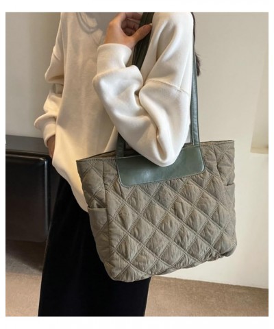 Puffer Tote Bag for Women Quilted Hobo Shoulder Bag Large Retro Tote Handbag Satchel Purse Green $24.92 Totes