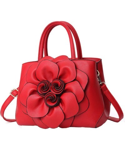 Women Fashion Handbags Messenger Bag PU Leather Crossbody Bags Ladies Top Handle Satchel Purse-Red Red $34.58 Totes