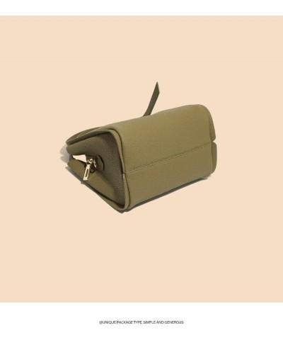 Simple Cowhide Bucket Bag for Women, Handheld Shoulder Bag and Cross-body Bag Dark Green $32.44 Crossbody Bags