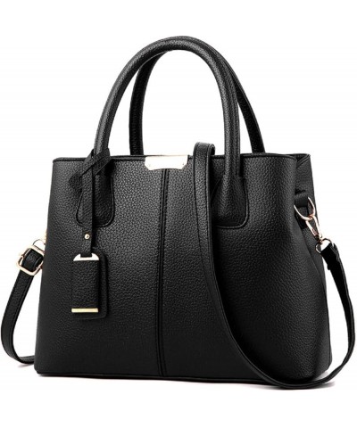 Womens Handbags and Purses Fashion Top Handle Satchel Tote PU Leather Shoulder Bags(Black Black $26.31 Totes