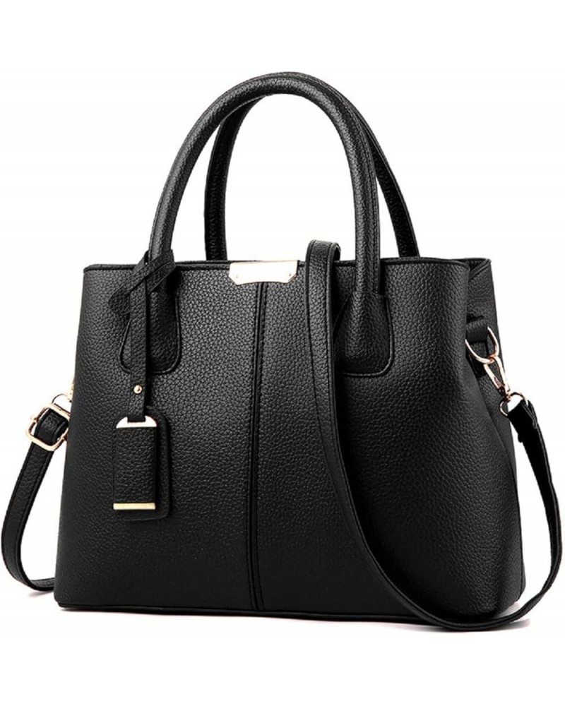 Womens Handbags and Purses Fashion Top Handle Satchel Tote PU Leather Shoulder Bags(Black Black $26.31 Totes