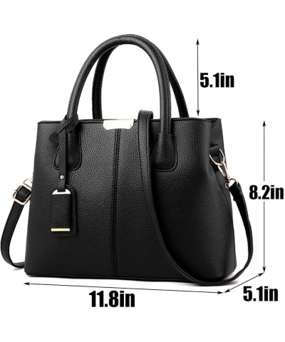 Womens Handbags and Purses Fashion Top Handle Satchel Tote PU Leather Shoulder Bags(Black Black $26.31 Totes