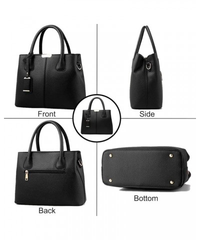 Womens Handbags and Purses Fashion Top Handle Satchel Tote PU Leather Shoulder Bags(Black Black $26.31 Totes