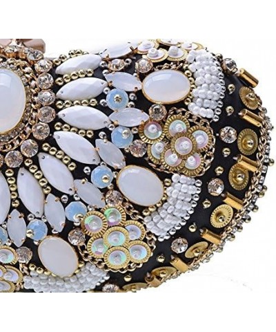 Girl's Colored Beaded Rhinestone Evening Purse Clutches Bag for Party Wedding Elegant Handbag Black 1 $19.79 Evening Bags