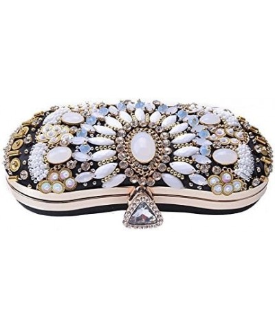 Girl's Colored Beaded Rhinestone Evening Purse Clutches Bag for Party Wedding Elegant Handbag Black 1 $19.79 Evening Bags