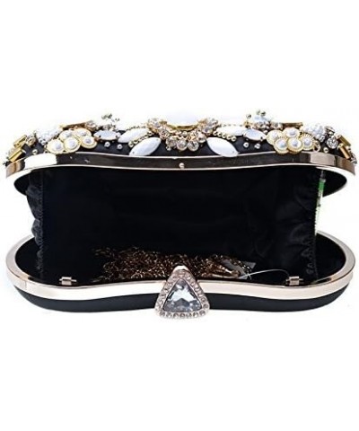 Girl's Colored Beaded Rhinestone Evening Purse Clutches Bag for Party Wedding Elegant Handbag Black 1 $19.79 Evening Bags