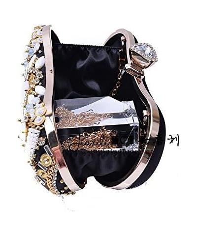 Girl's Colored Beaded Rhinestone Evening Purse Clutches Bag for Party Wedding Elegant Handbag Black 1 $19.79 Evening Bags