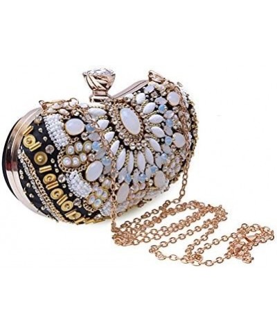 Girl's Colored Beaded Rhinestone Evening Purse Clutches Bag for Party Wedding Elegant Handbag Black 1 $19.79 Evening Bags