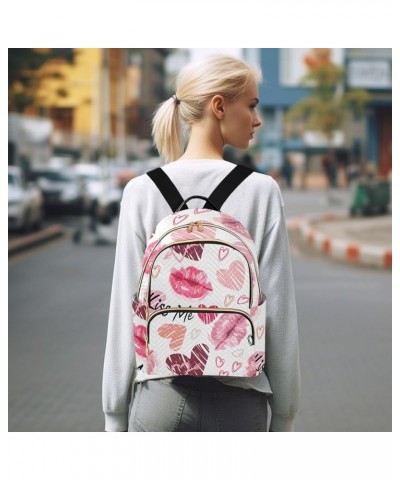 Backpack Purse for Women Valentine's Day Kiss, Mini Fashion Backpack Heart Sweet Lips Lightweight Casual Daypack Shoulder Bag...