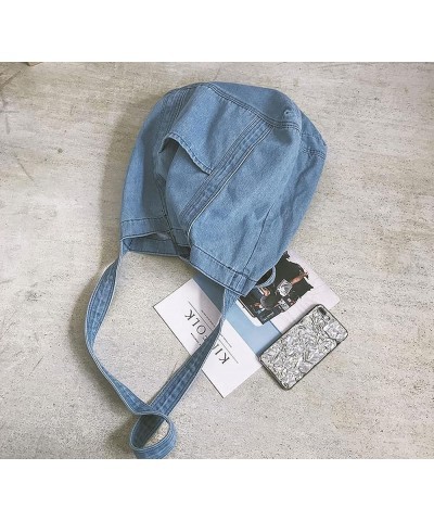 Women Fashion Denim Canvas Tote Bag Large Capacity Shoulder Bag All-match Crossbody Bag (Navy blue) Light Blue $19.60 Totes