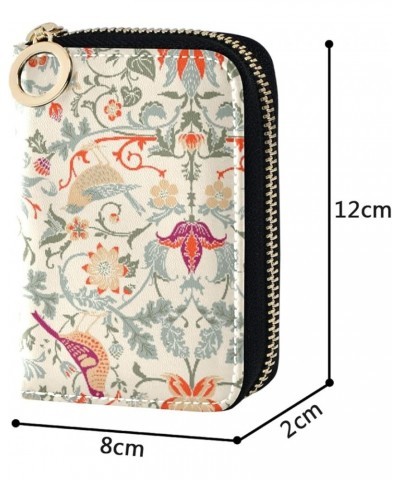 William Morris Vintage Flowers Birds Credit Card Coin wallet, RFID Blocking Compact Women Leather Card Holder, Key Change Org...