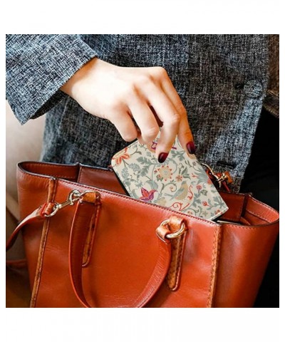 William Morris Vintage Flowers Birds Credit Card Coin wallet, RFID Blocking Compact Women Leather Card Holder, Key Change Org...