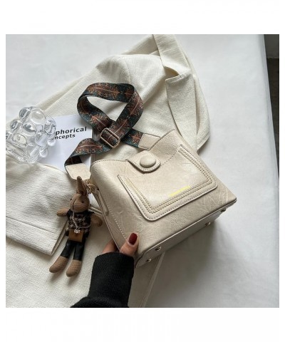 Womens Crossbody Bags Mini Faux Leather Shoulder Bag with Guitar Strap Small Bucket Hobo Bag Purses with Bunny Doll White $43...