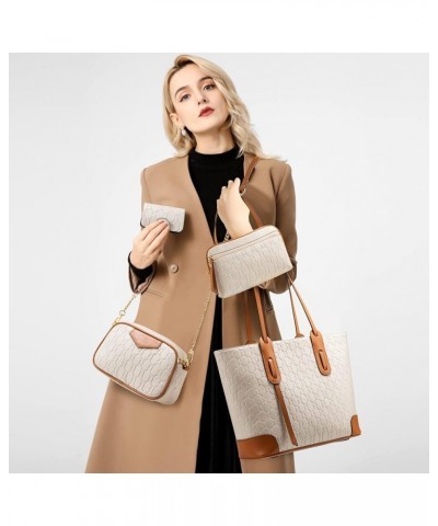 Women Fashion Handbags Wallet Tote Bag Shoulder Bag Top Handle Satchel Purse Set 4pcs Gold $31.50 Totes