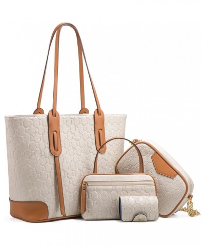 Women Fashion Handbags Wallet Tote Bag Shoulder Bag Top Handle Satchel Purse Set 4pcs Gold $31.50 Totes