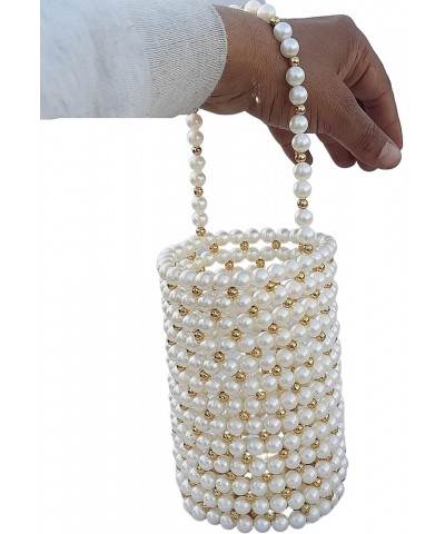 Handmade Pearl Beaded round Hand Bag for Women/Stylish Handbags For Girls/Latest Trendy Pearl Tote Bag White $11.04 Shoulder ...