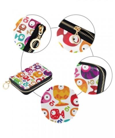 Colorful Funny Tropical Fish Small Card Wallet for Women Riskfree RFID Wallet Leather Zip Pocket Purse $10.19 Wallets